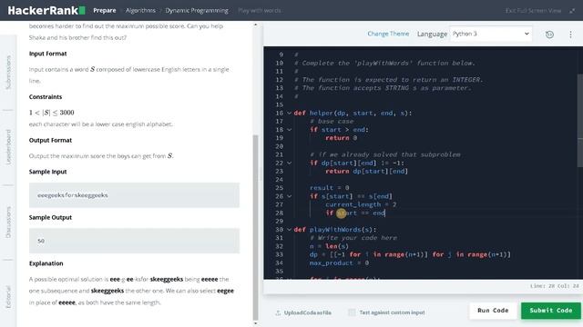 234 - Play with words | Dynamic Programming | Hackerrank Solution | Python