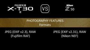 Fujifilm X-T30 II vs. Nikon Z50: A Comparison of Specifications