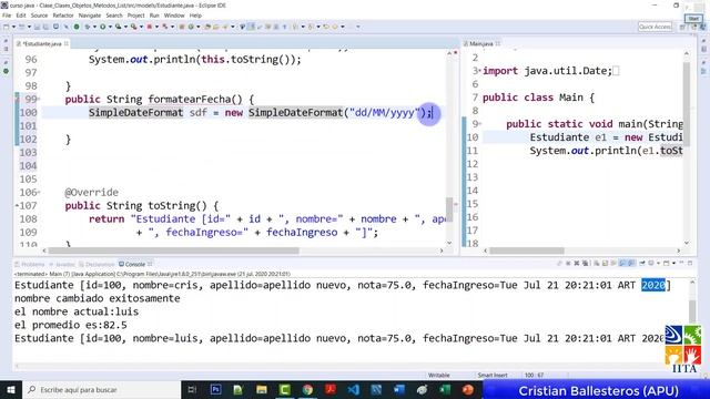 Clases y métodos return en JAVA formatear Fecha Tipo Date a String usando SimpleDateFormat PART 1/2 смотреть онлайн