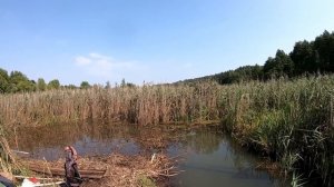 Построил мостик на самодельном озере и купаюсь! Озеро своими руками 8