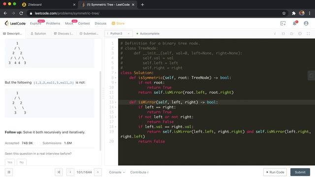 Symmetric Tree (With Follow Up SOLVED!) - (Facebook, Amazon, Oracle, eBay) - LeetCode 101 смотреть онлайн