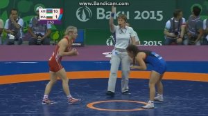 Baku 2015 Gold medal Freestyle Wrestling 15th June AZE:Maria Stadnik 10-1 BUL:Yankova Elitsa