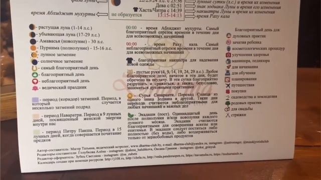 Ведический Лунный Календарь 2022