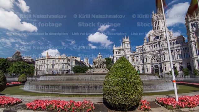 Cibeles fountain at Plaza de Cibeles in Madrid timelapse hyperlapse, Spain смотреть онлайн