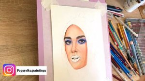 Draw a portrait of Dua Lipa with pastel pencils/Рисую портрет Дуа Липы пастельными карандашами🖍🖍🖍