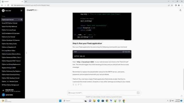 send email using python flask