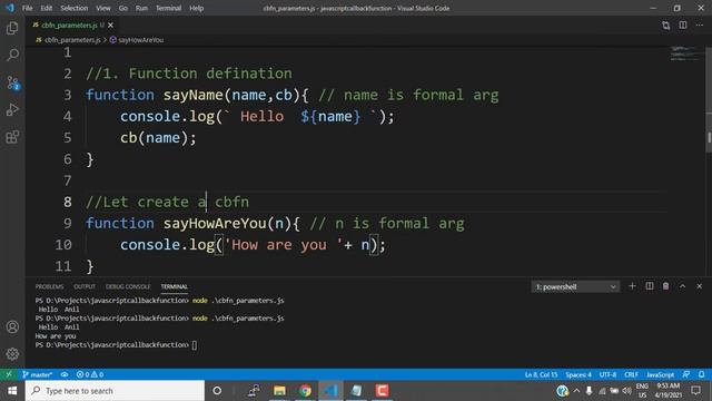 Lecture 337 - Web Training101 How to pass parameters to a callback function JavaScript #fullstack