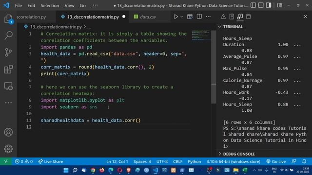 Data Science - Statistics Correlation Matrix || Data Science Tutorial in Hindi 13