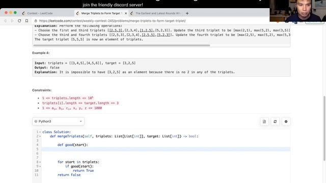 1899. Merge Triplets to Form Target Triplet (Leetcode Medium) смотреть онлайн