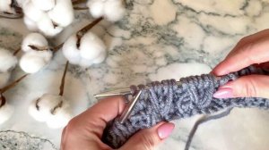 Колоски из вытянутых петель / Простой узор спицами / Узор для шапки / Узор спицами