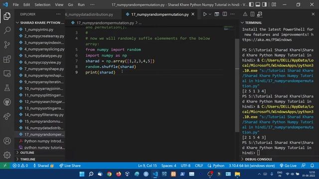 NumPy Random Permutation & Shuffling || shuffle() and permutation() || Python Numpy Tutorial #17