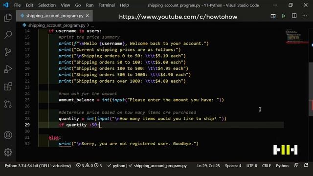 Beginners Python Programming | Shipping Account Program | Project Base Python Tutorials | Project 1
