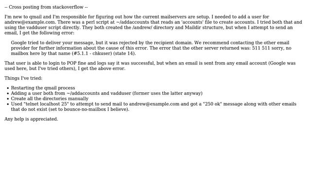 DevOps & SysAdmins: qmail not recognizing user added by vadduser смотреть онлайн