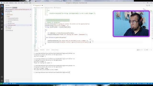 Examples of catching different types of Exceptions смотреть онлайн