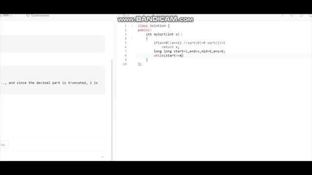 sqrt(x) | binary search | #leetcode practice смотреть онлайн