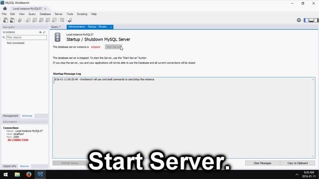 MySQL Workbench: How To Start/Stop Server