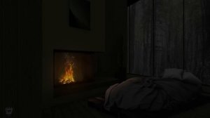 Cozy Ambience: Rain Sounds in Bedroom with Warm Fireplace