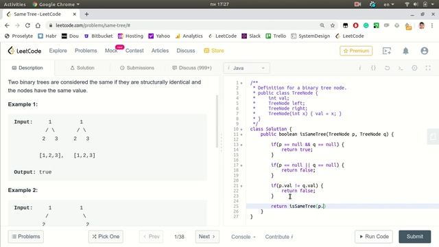 LeetCode #100 - Same Tree смотреть онлайн