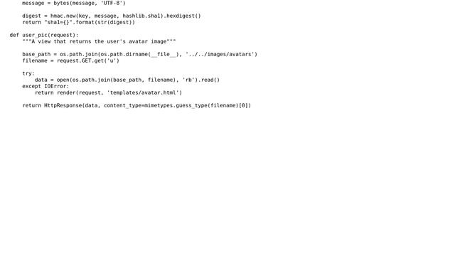 Django functions to sanitize URL, return welcome message, redirect, compute HMAC, and manage...