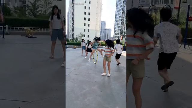 Hula hoop crotch piercing challenge, let's play with friends, fun game, team game, fun