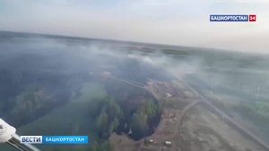 В Краснокамском районе Башкирии загорелась сухая трава на площади 30 га