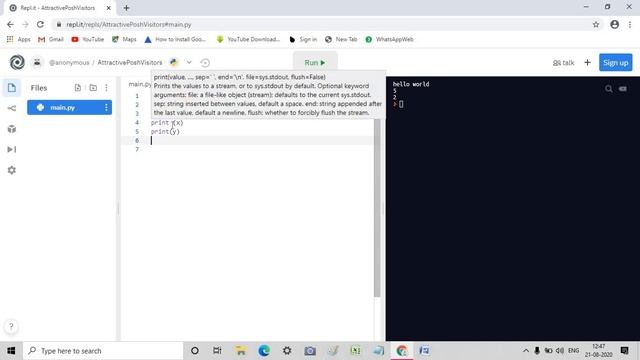 Python basics - Use of print , variables & value , commments