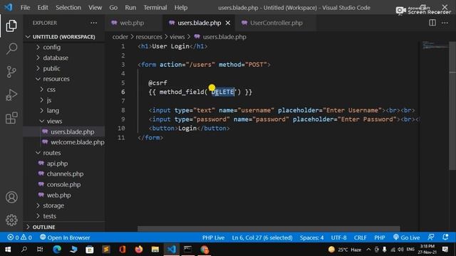 The DELETE method is not supported for this route In Laravel 8 Solution