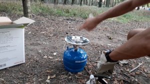 Газовый баллон с горелкой "Кемпинг". Взрывоопасен