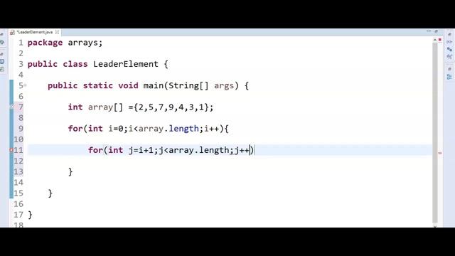 Java Program to find leader element in an array in java | Learn with Krishna Sandeep