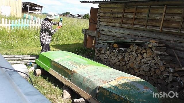 ремонт лодка , красил распылителем лодку, 1 часть. смотреть онлайн