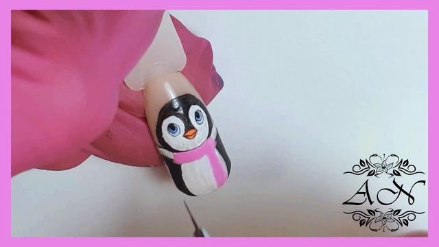 Рисунок на ногтях гель-лаком: Милый пигвинчик| Зимний дизайн ногтей смотреть онлайн
