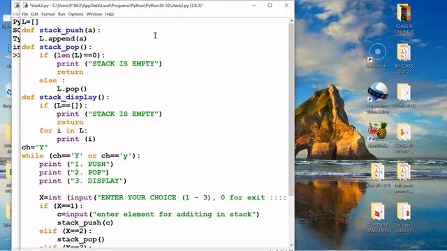 PART 1    DATA STRUCTURE IN PYTHON  (STACK)