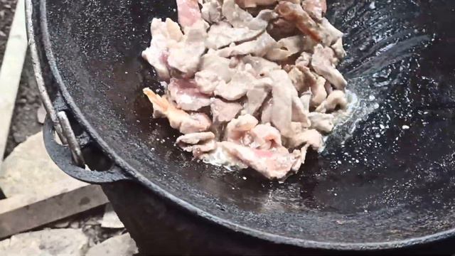 БЛЮДО СТАРОРУССКОЙ КУХНИ СКОБЛЯНКА В КАЗАНЕ НА КОСТРЕ #147