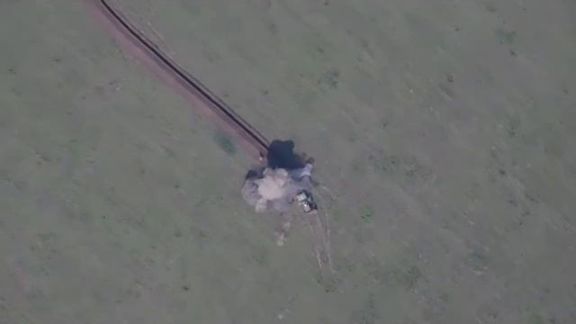 Удар Ланцетом по инженерной технике ВСУ/Strike at the ukrainian engineering vehicle by "Lancet" UAV