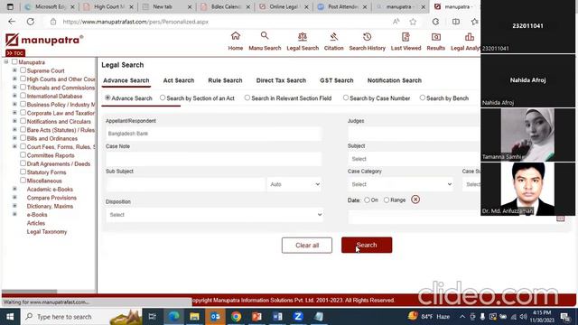 The Training Session on "Manupatra Online Database for Legal Research 2023"