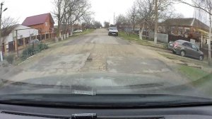 Запорожская Темрюкский район Краснодарский край. Едем на машине по улицам станицы.
