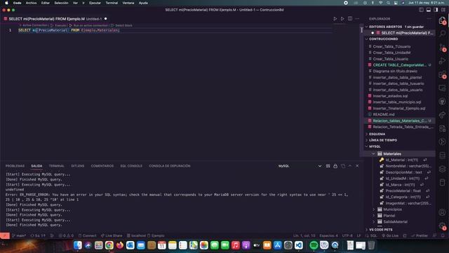 Operaciones Matemáticas con Mysql y VisualCode MIN, MAX, SUM, AVG, COUNT.