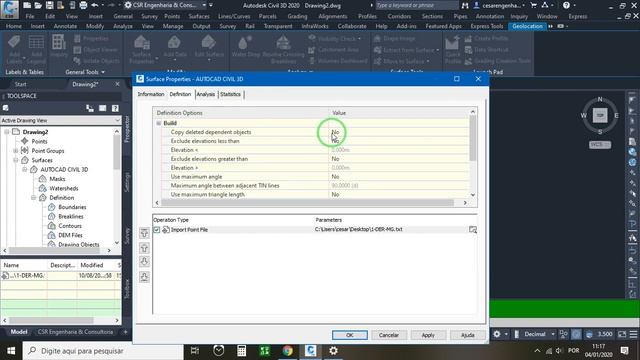 Remoção de vértices que não condizem com a superfície real no AutoCAD Civil 3D 2020 смотреть онлайн
