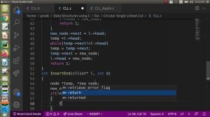 Circular Single Linked List  Insert End | Data Structures using C