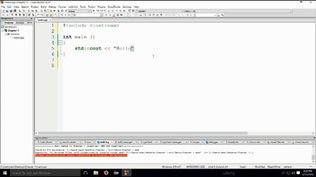 3.2 - First Hello World Program in C++ - Learn and Understand C++, Using real Tim example code
