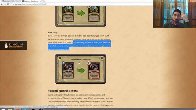 Hearthstone Lifecoach Commenting About Nerfed Cards