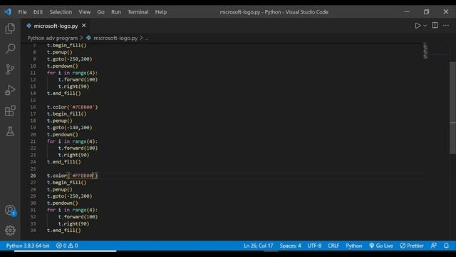 Microsoft Logo Using Python Turtle | Python Turtle Graphics | Python | Learnonpy |