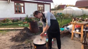 Узбекская шурпа, в казане на костре, настоящая шурпа, что приготовить?