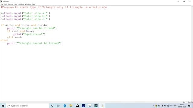 10. Triangle Type for Valid One Program in Python || Python Tutorial for Beginners by Hifzur Rahman