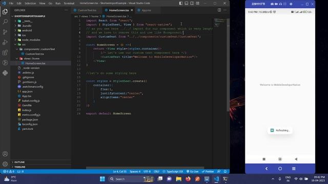 How to use Shorten Import? Simplify Your React Native Development. #reactnative #codetutorial
