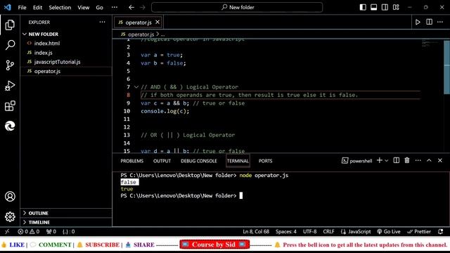 Logical Operator in JavaScript | JavaScript Tutorial-7 for Beginners