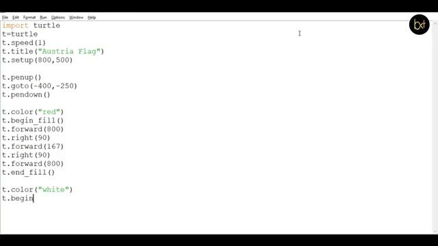 Python Turtle - Draw Austrian National Flag In Python Turtle Graphics By #BKTutorial