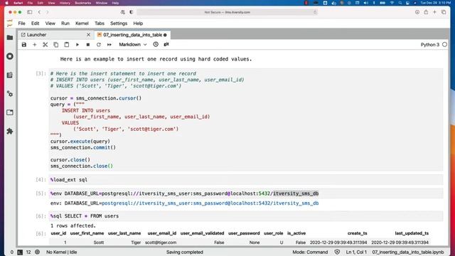 Programming Essentials Python - CRUD Operations - Inserting Data Into Table
