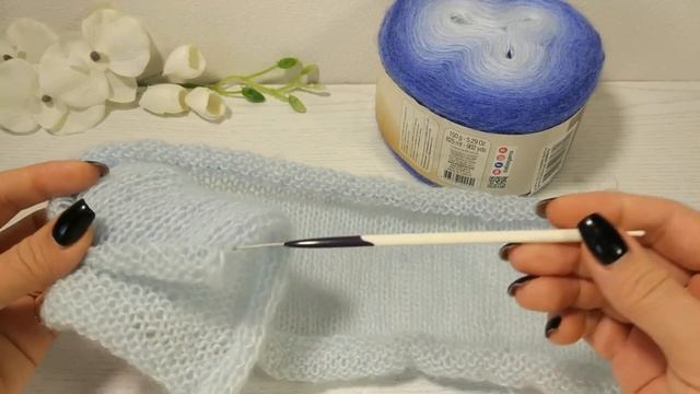 Шикарный Палантин с градиентом из пряжи Alize Angora Gold Ombre Batik