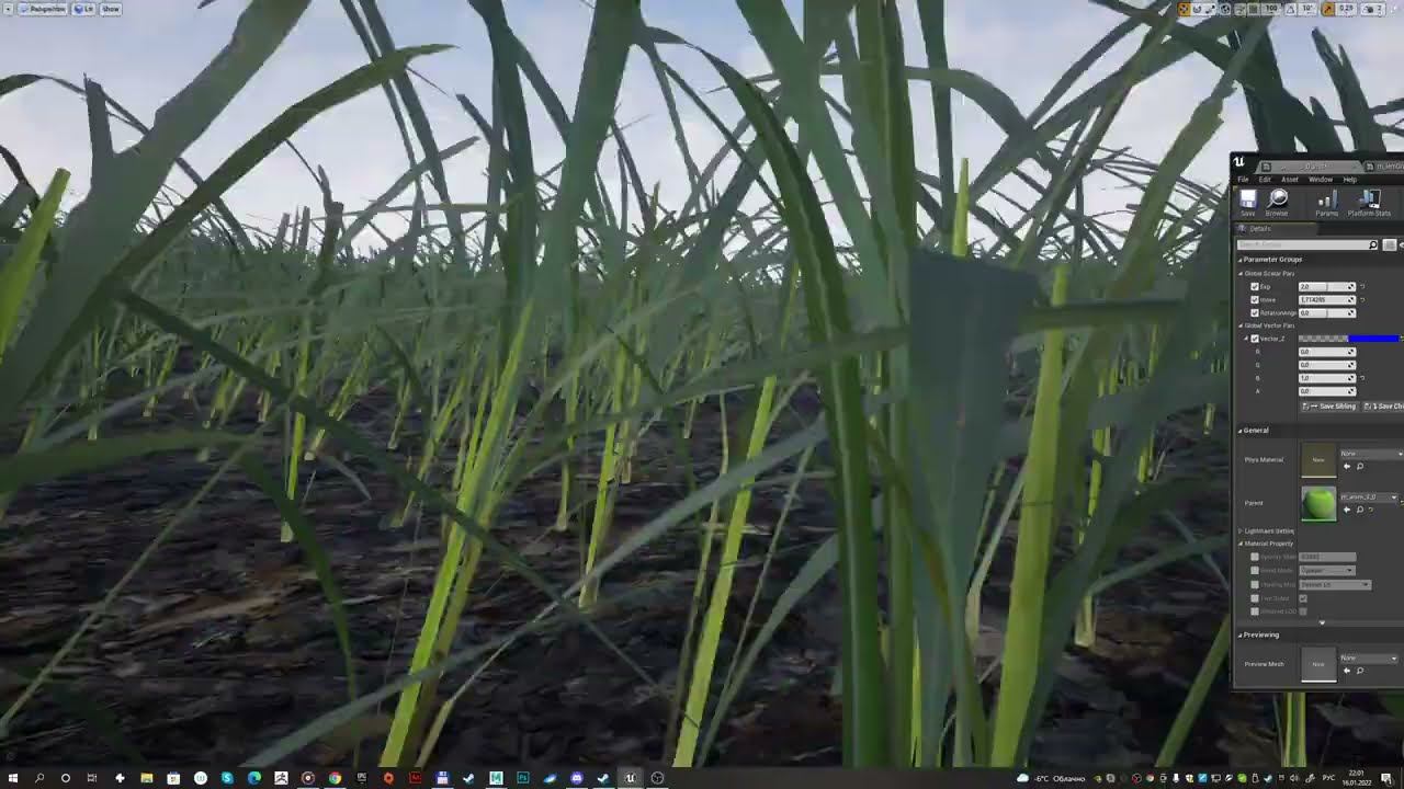 Первый прототип своей системы анимированной растительности.UE4,UE5,grass. смотреть онлайн
